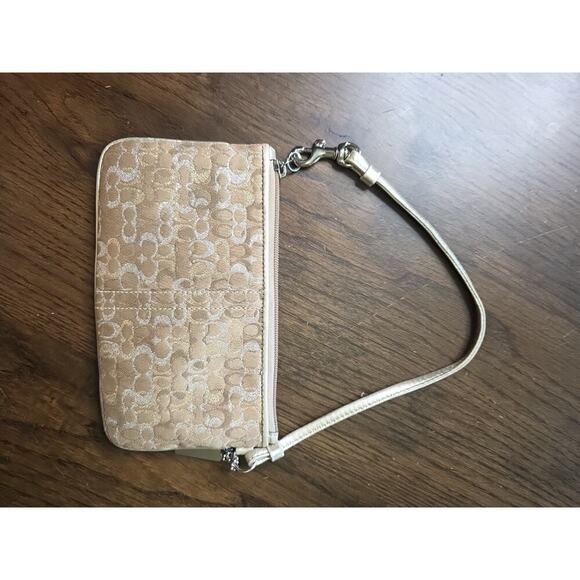 VTG 2012 Coach Mini Gold Silver Metallic Signature Wristlet Wallet EUC - Picture 13 of 16